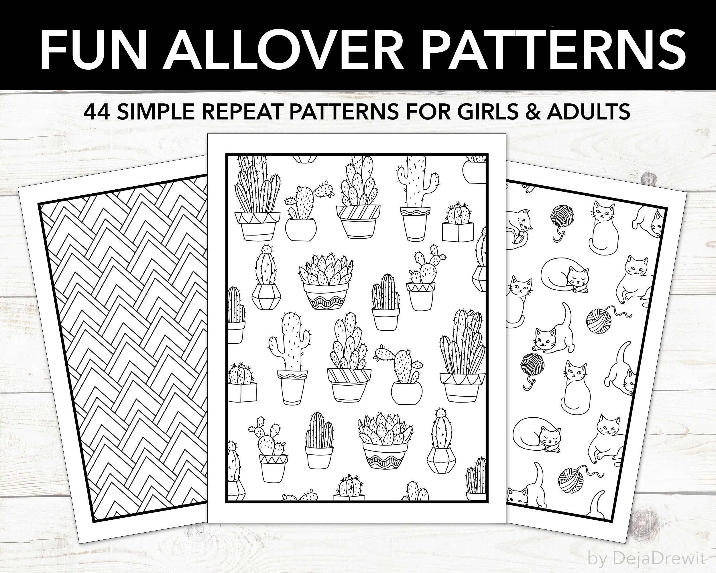 Allover Simple Patterns Coloring Book for Girls and Adults