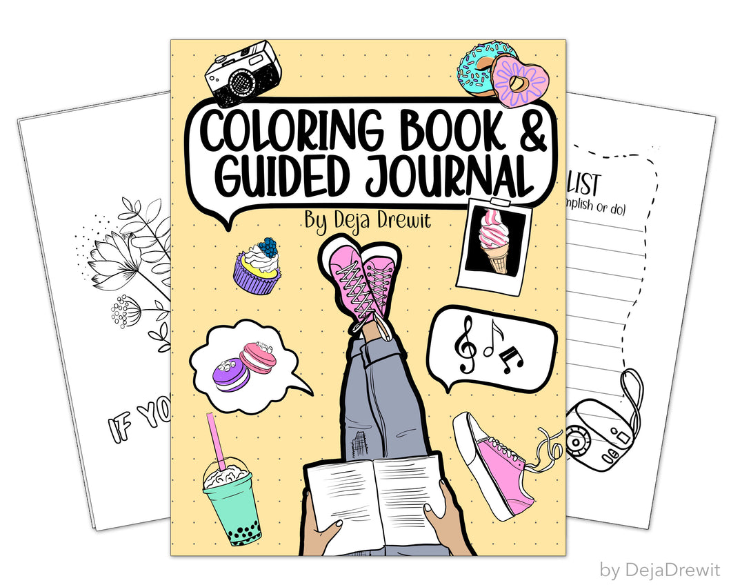 Coloring Book and Guided Journal for Girls