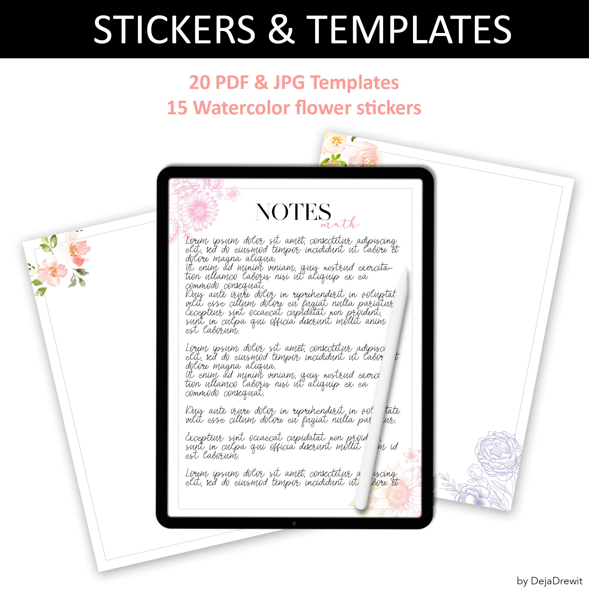Watercolor flower stickers! Swipe to see them all : r/notabilityapp